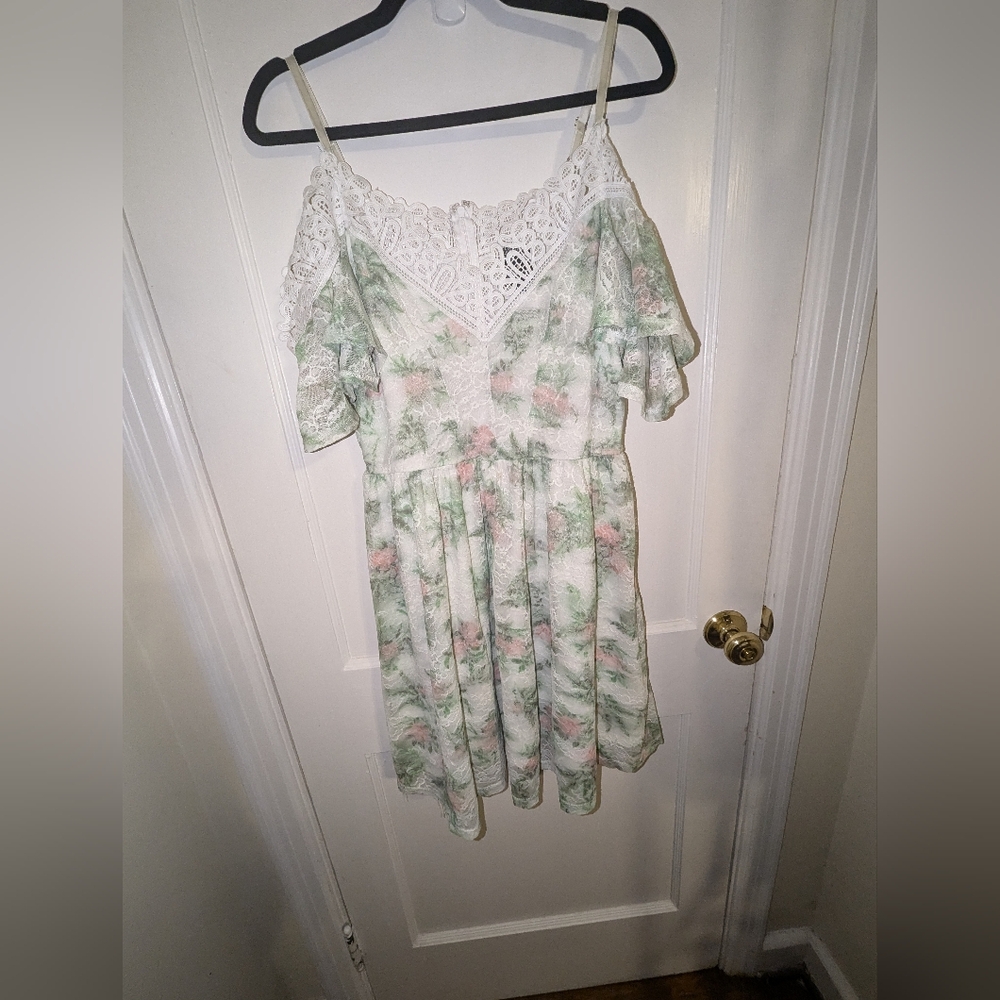 Pink and green lace cold shoulder Disney Princess Dress